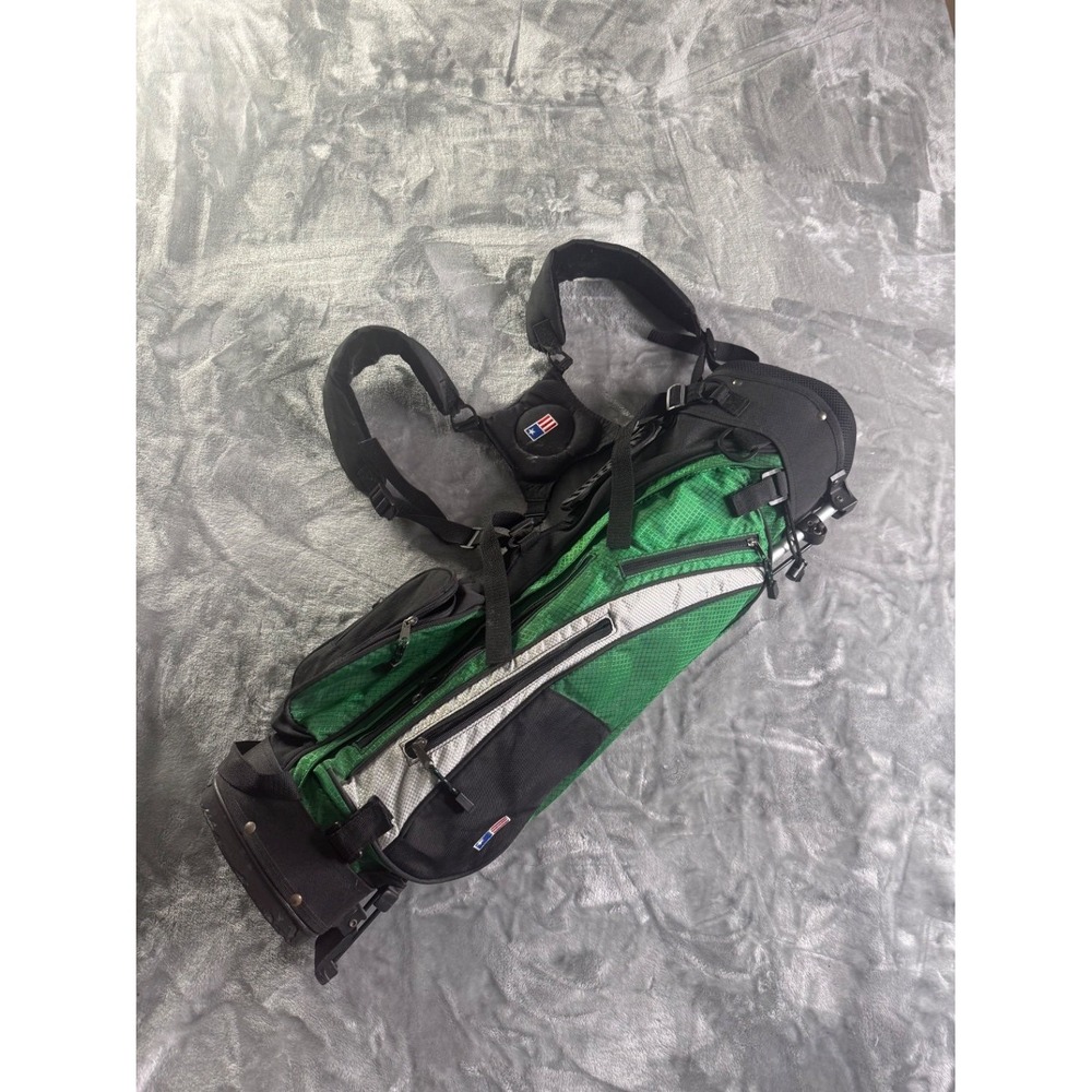 Sun Mountain Three 5 Golf Stand Bag Junior Kids Green Ripstop 4-Way Dual Strap